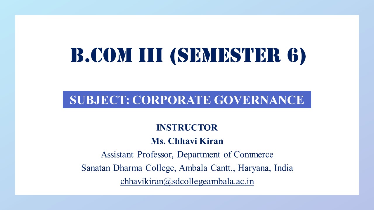 B.Com III_Semester 6_Corporate Governance
